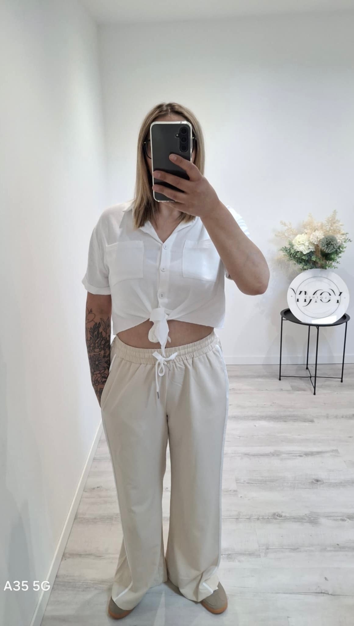 Chemise à nouer courte en lin