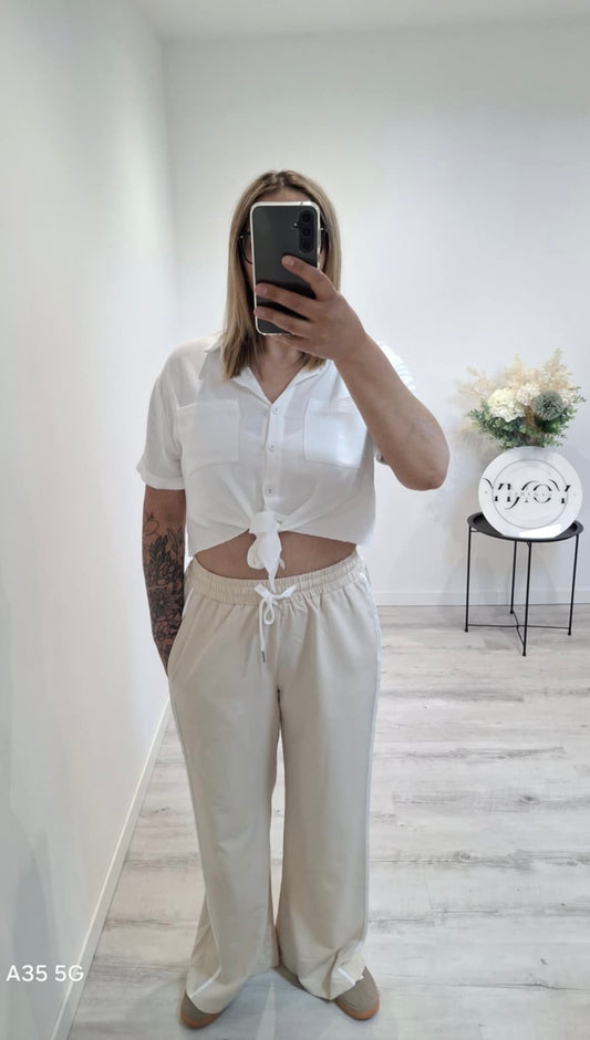 Chemise à nouer courte en lin